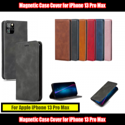 Magnetic Book Cover Case for iPhone 13 Pro Max A2643 Card Wallet Leather Slim Fit Look